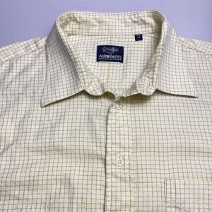 Gitman Bros Shirt 18.5 35 Mens L/S Button Up Yellow Check Herringbone VGUC